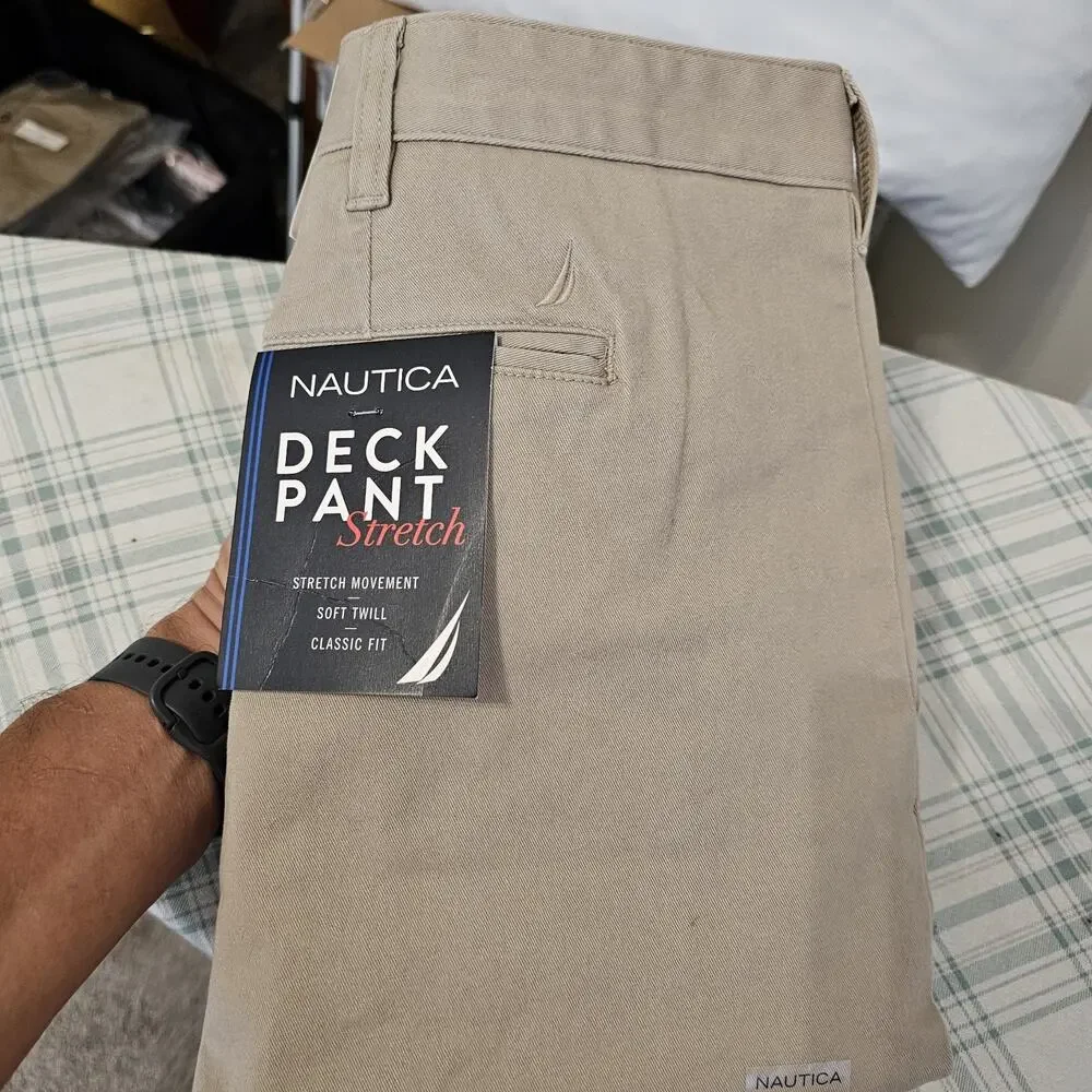 NWT Nautica Flat Front Classic Fit Deck Pants Chino Men's 40W x 34L